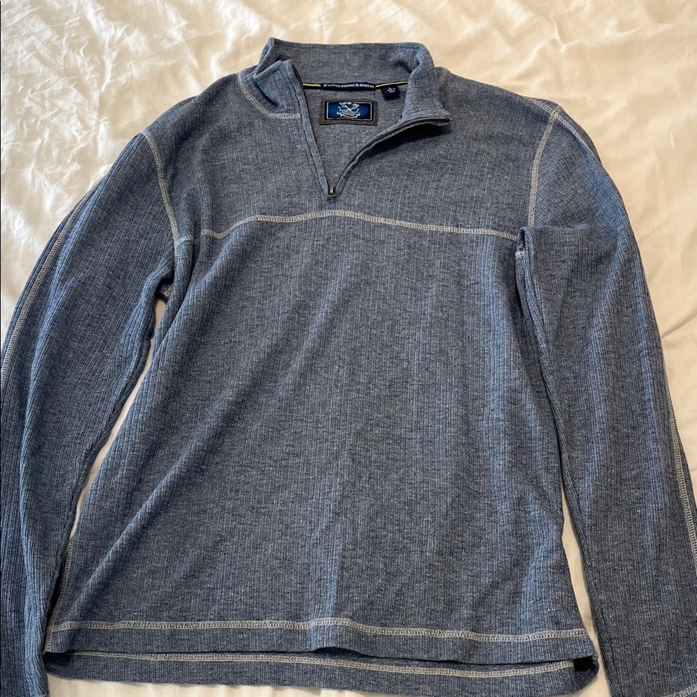 Vintage 1946 Men's Heather Blue Zip-Up Sweater
